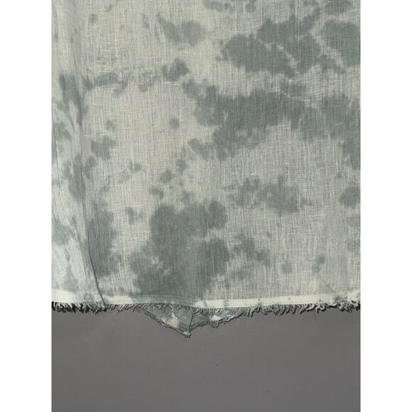 Bella Dahl 100% Linen Top Tie Dye Button Down Shirt Raw Fringe Hem Watercolor L - Picture 9 of 16